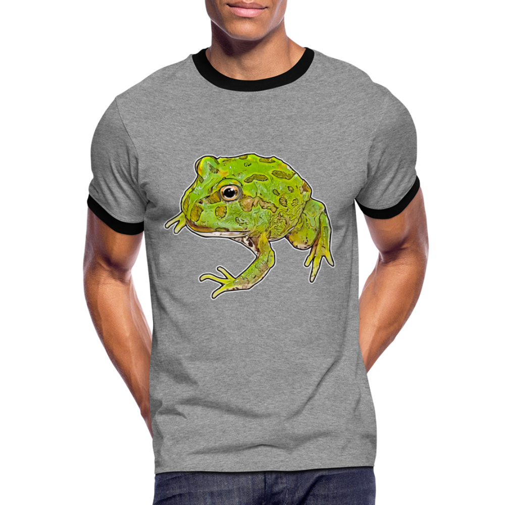 Männer Kontrast-T-Shirt Ceratophrys cranwelli Peppermint Blue - Grau meliert/Schwarz