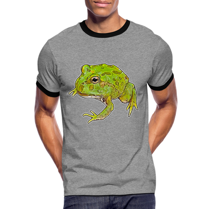 Männer Kontrast-T-Shirt Ceratophrys cranwelli Peppermint Blue - Grau meliert/Schwarz