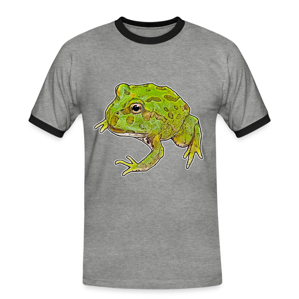 Männer Kontrast-T-Shirt Ceratophrys cranwelli Peppermint Blue - Grau meliert/Schwarz