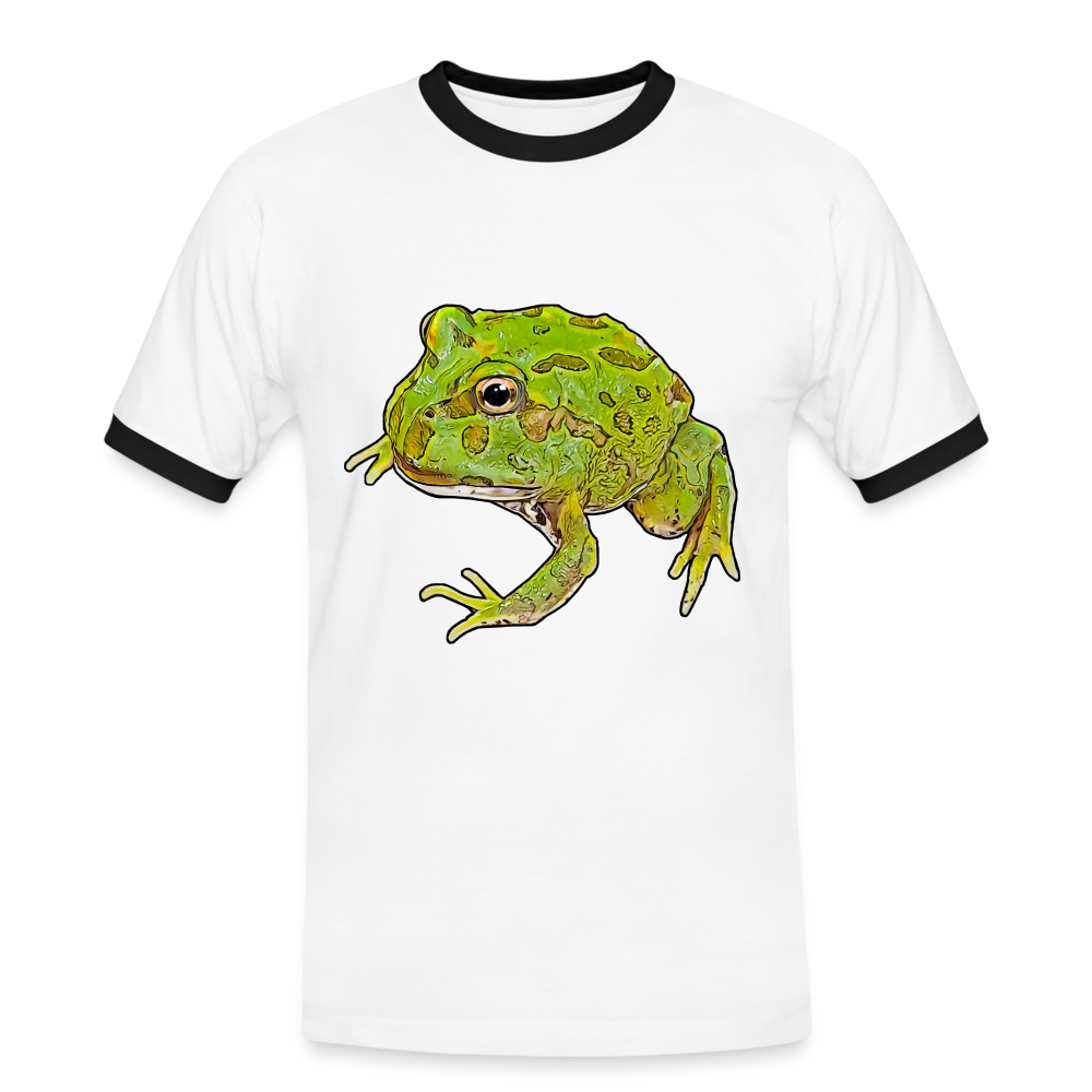 Männer Kontrast-T-Shirt Ceratophrys cranwelli Peppermint Blue - Weiß/Schwarz