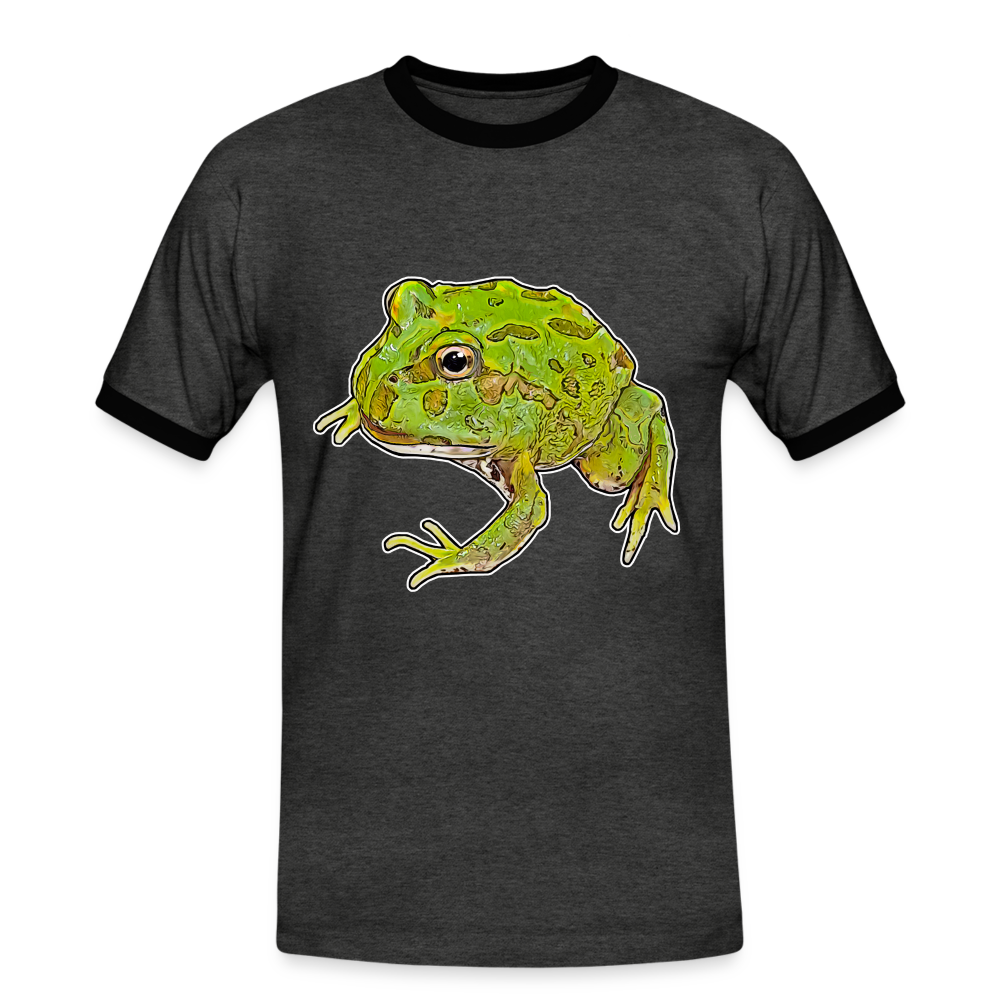 Männer Kontrast-T-Shirt Ceratophrys cranwelli Peppermint Blue - Anthrazit/Schwarz