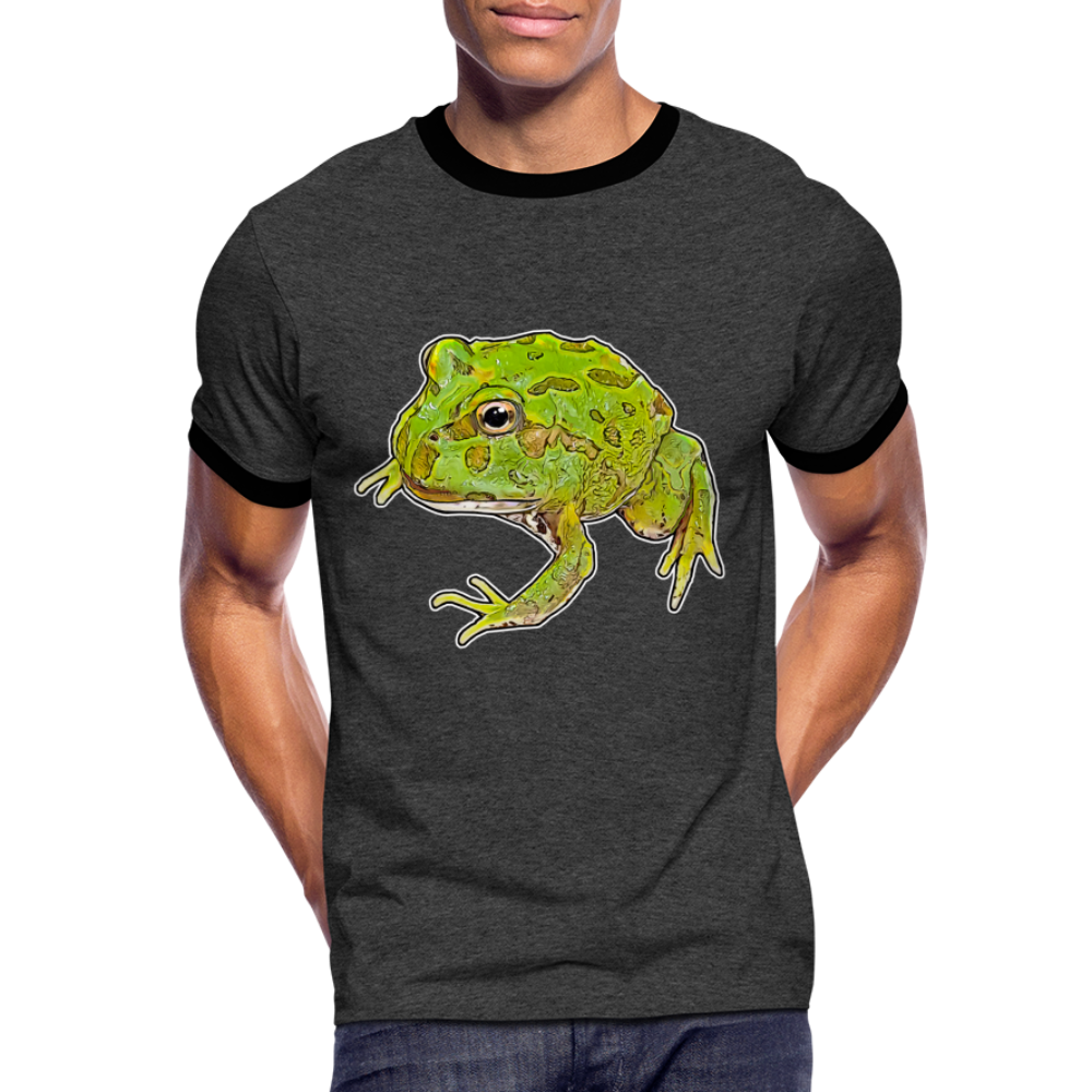 Männer Kontrast-T-Shirt Ceratophrys cranwelli Peppermint Blue - Anthrazit/Schwarz