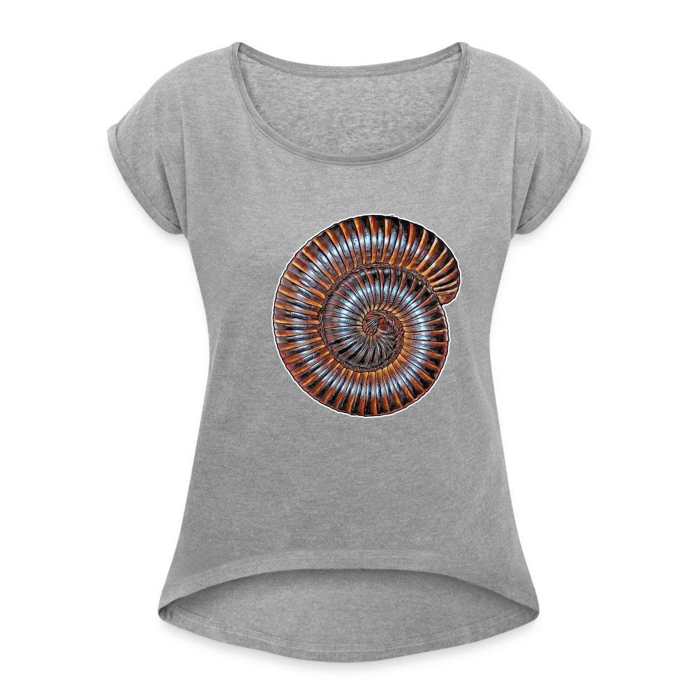 Frauen T-Shirt mit gerollten Ärmeln Archispirostreptus gigas - Grau meliert