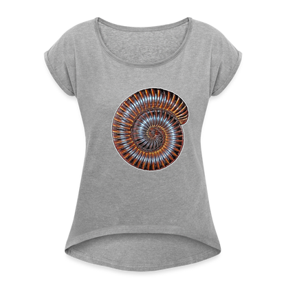 Frauen T-Shirt mit gerollten Ärmeln Archispirostreptus gigas - Grau meliert
