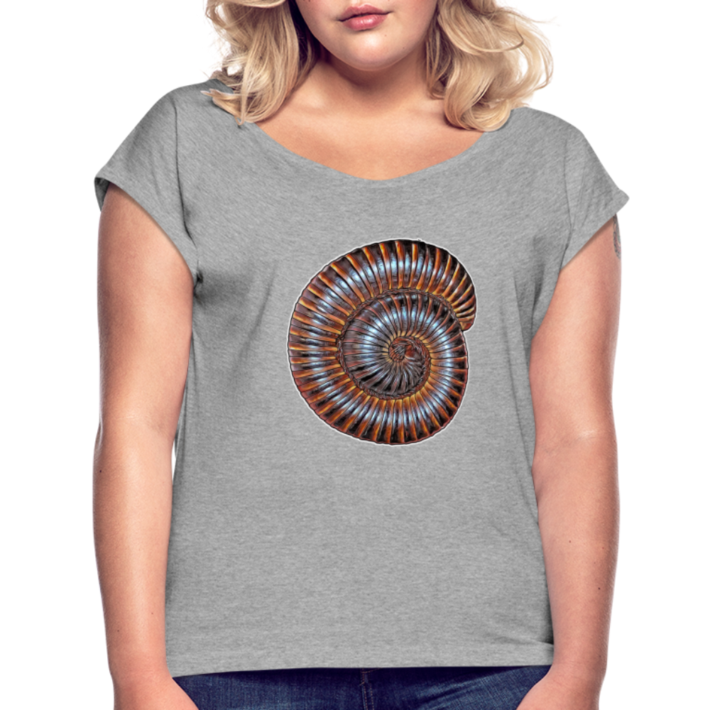 Frauen T-Shirt mit gerollten Ärmeln Archispirostreptus gigas - Grau meliert