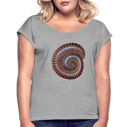 Frauen T-Shirt mit gerollten Ärmeln Archispirostreptus gigas - Grau meliert