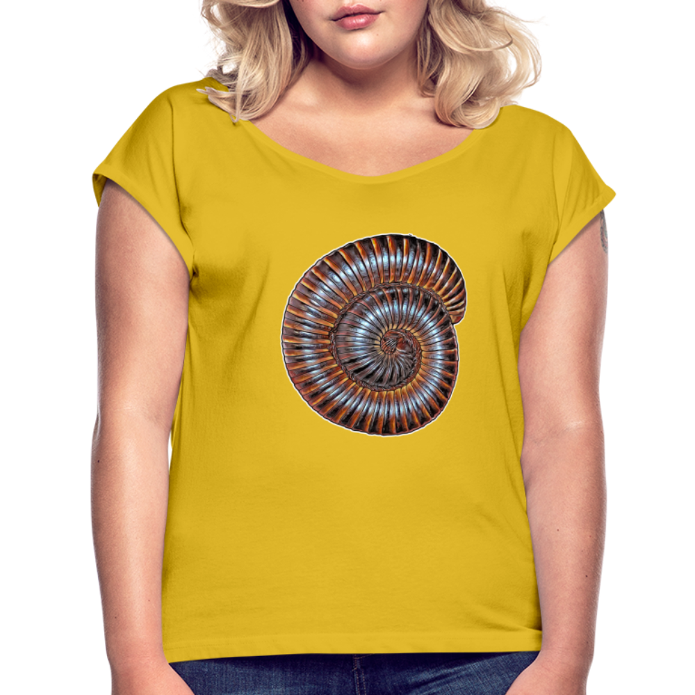 Frauen T-Shirt mit gerollten Ärmeln Archispirostreptus gigas - Senfgelb