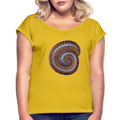 Frauen T-Shirt mit gerollten Ärmeln Archispirostreptus gigas - Senfgelb