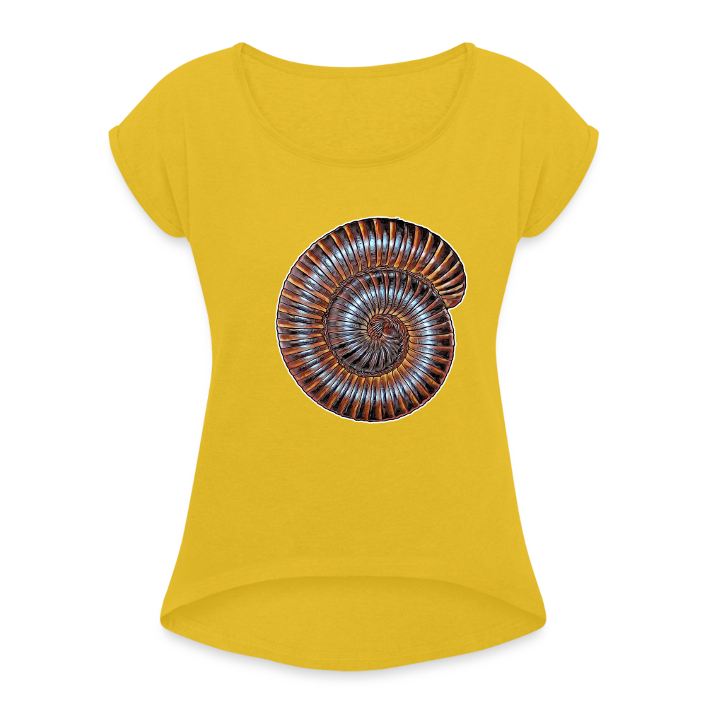 Frauen T-Shirt mit gerollten Ärmeln Archispirostreptus gigas - Senfgelb