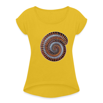 Frauen T-Shirt mit gerollten Ärmeln Archispirostreptus gigas - Senfgelb