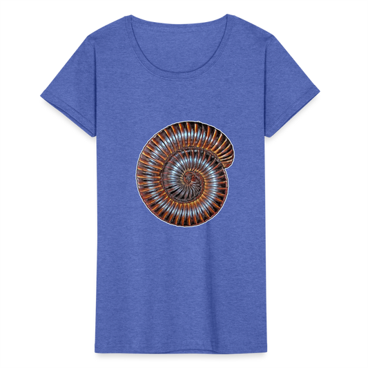Frauen Fruit of the Loom T-Shirt Archispirostreptus gigas - Blau meliert
