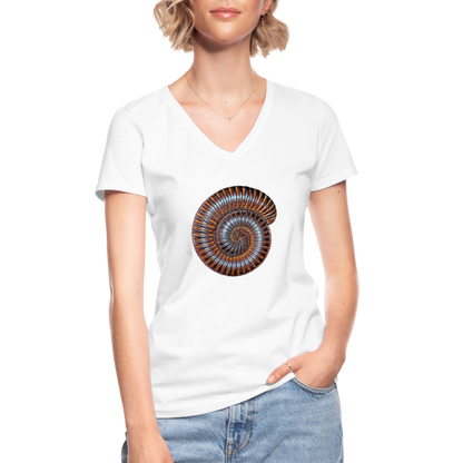 Frauen T-Shirt mit V-Ausschnitt Archispirostreptus gigas - weiß