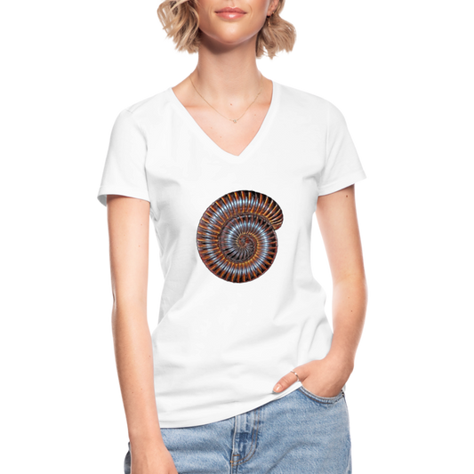 Frauen T-Shirt mit V-Ausschnitt Archispirostreptus gigas - weiß