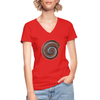 Frauen T-Shirt mit V-Ausschnitt Archispirostreptus gigas - Rot