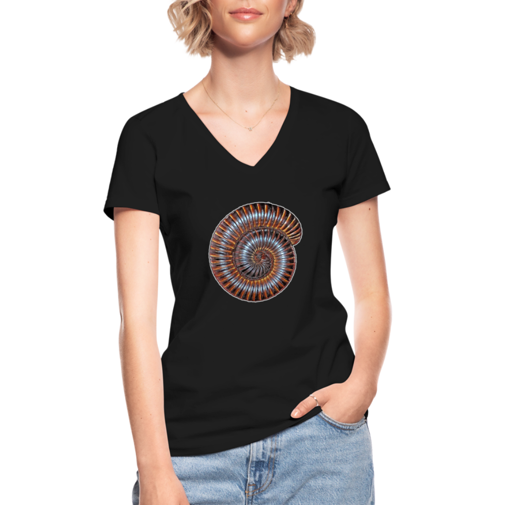 Frauen T-Shirt mit V-Ausschnitt Archispirostreptus gigas - Schwarz
