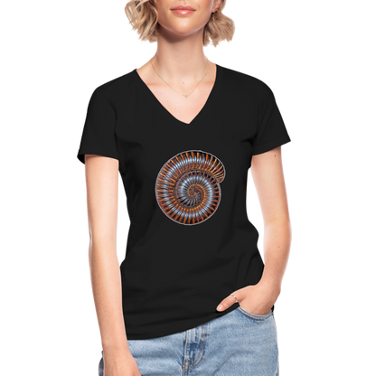 Frauen T-Shirt mit V-Ausschnitt Archispirostreptus gigas - Schwarz