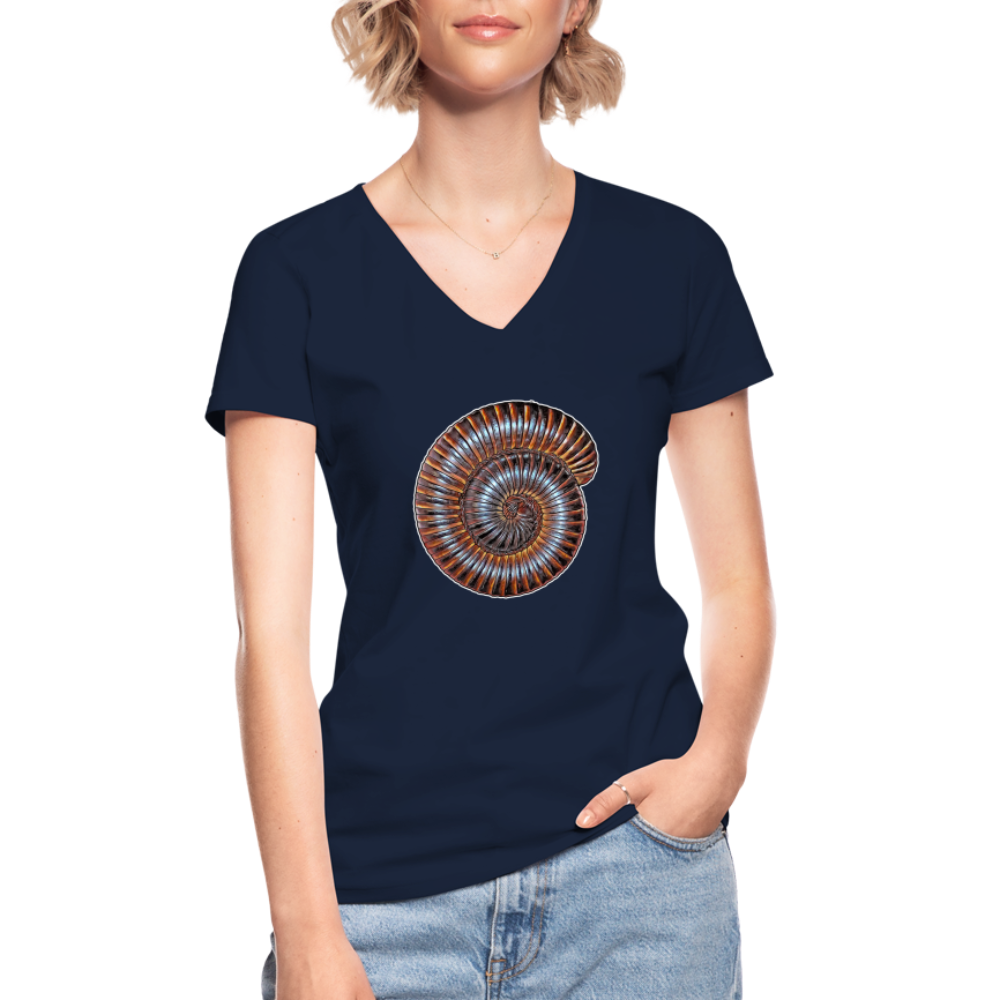 Frauen T-Shirt mit V-Ausschnitt Archispirostreptus gigas - Navy