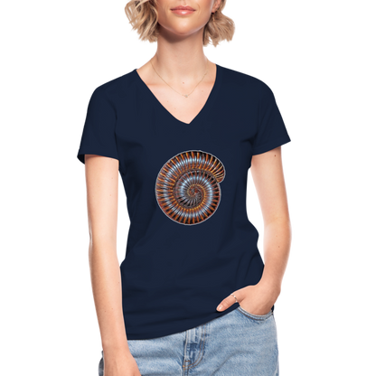 Frauen T-Shirt mit V-Ausschnitt Archispirostreptus gigas - Navy