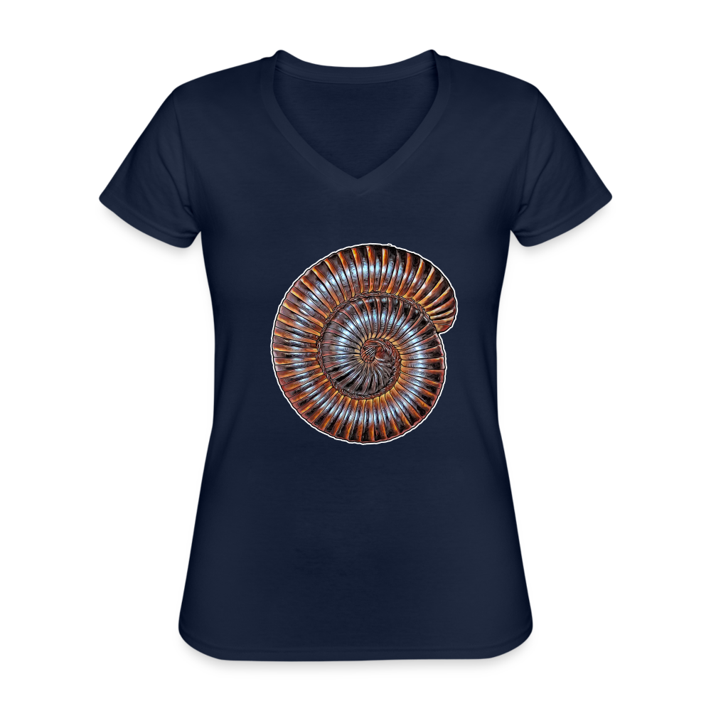 Frauen T-Shirt mit V-Ausschnitt Archispirostreptus gigas - Navy