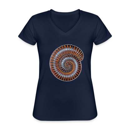 Frauen T-Shirt mit V-Ausschnitt Archispirostreptus gigas - Navy