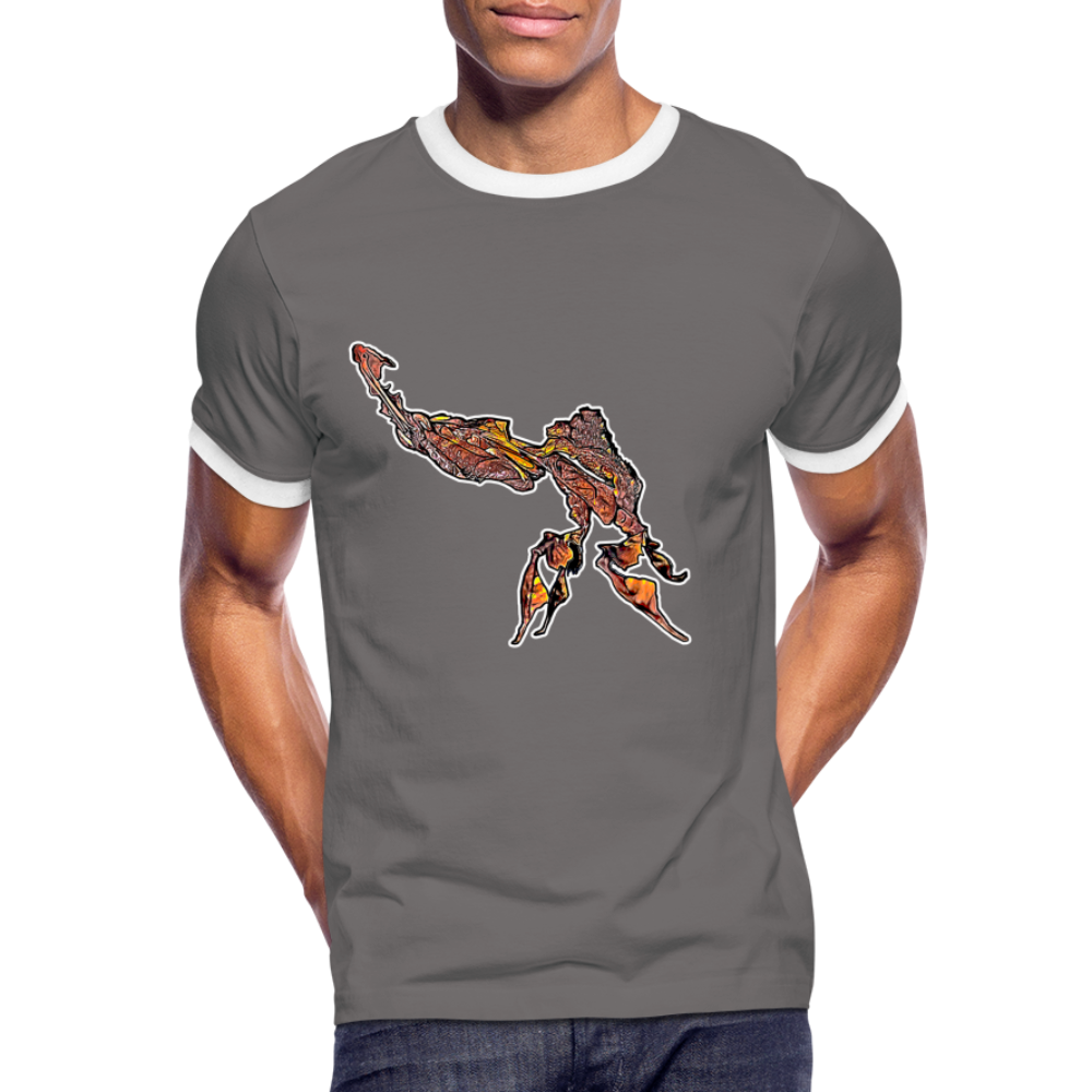 Männer Kontrast-T-Shirt Phyllocrania paradoxa male - Dunkelgrau/Weiß