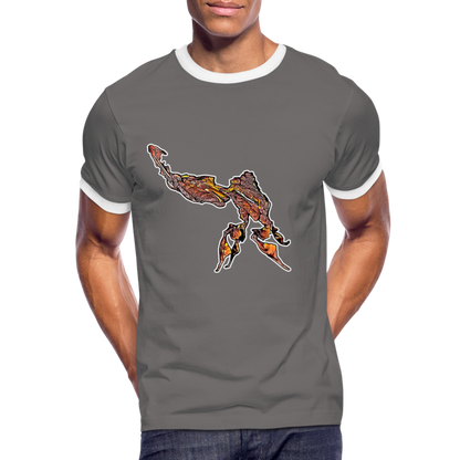 Männer Kontrast-T-Shirt Phyllocrania paradoxa male - Dunkelgrau/Weiß