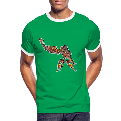 Männer Kontrast-T-Shirt Phyllocrania paradoxa male - Kelly Green/Weiß