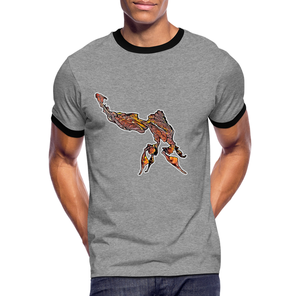Männer Kontrast-T-Shirt Phyllocrania paradoxa male - Grau meliert/Schwarz