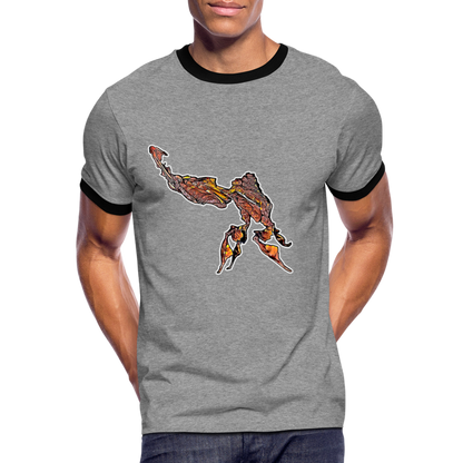 Männer Kontrast-T-Shirt Phyllocrania paradoxa male - Grau meliert/Schwarz