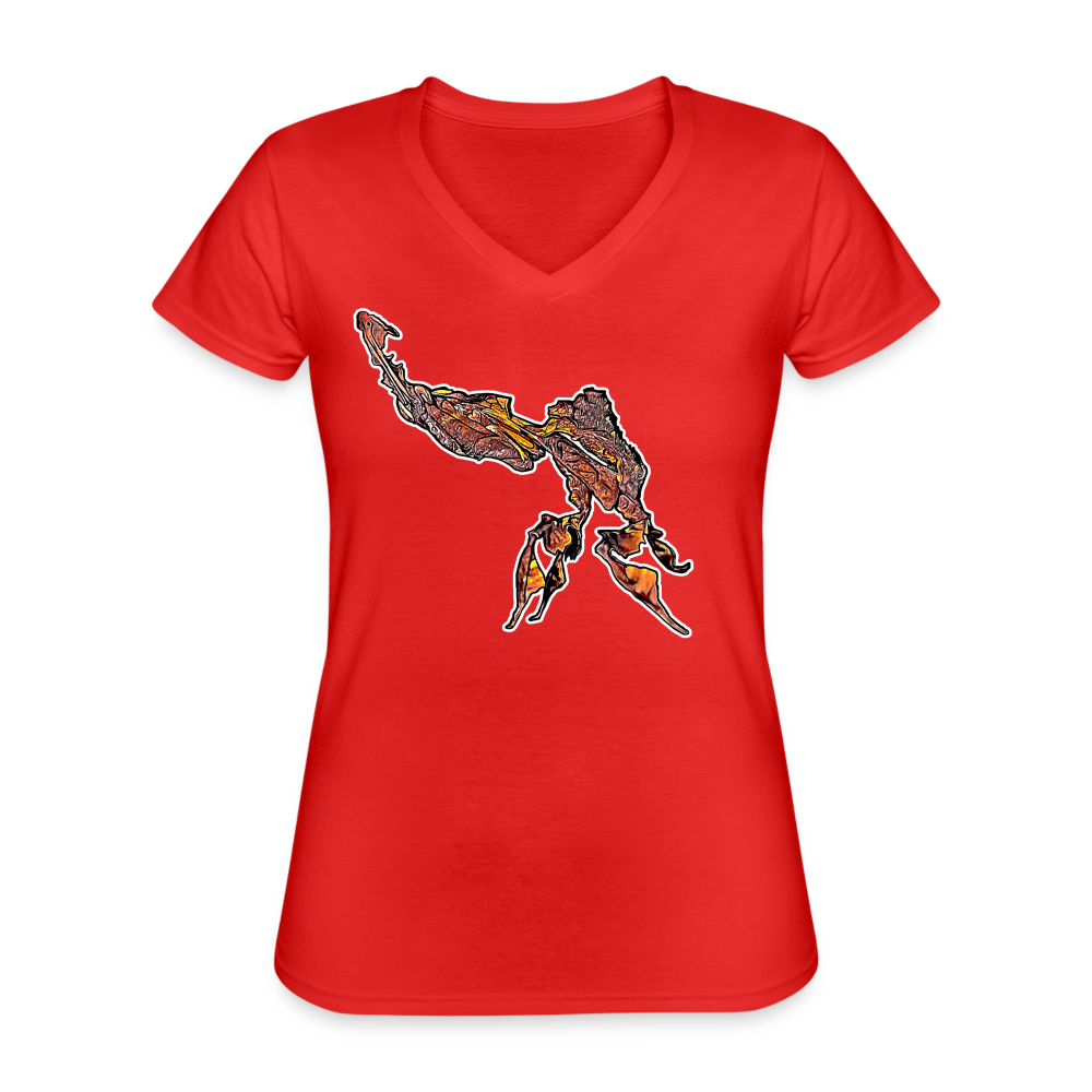 Frauen-T-Shirt mit V-Ausschnitt Phyllocrania paradoxa male - Rot