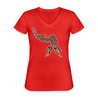Frauen-T-Shirt mit V-Ausschnitt Phyllocrania paradoxa male - Rot