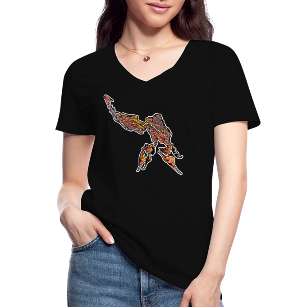 Frauen-T-Shirt mit V-Ausschnitt Phyllocrania paradoxa male - Schwarz