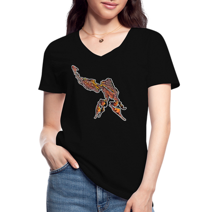 Frauen-T-Shirt mit V-Ausschnitt Phyllocrania paradoxa male - Schwarz