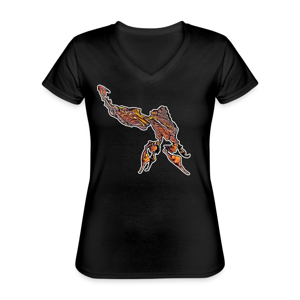 Frauen-T-Shirt mit V-Ausschnitt Phyllocrania paradoxa male - Schwarz