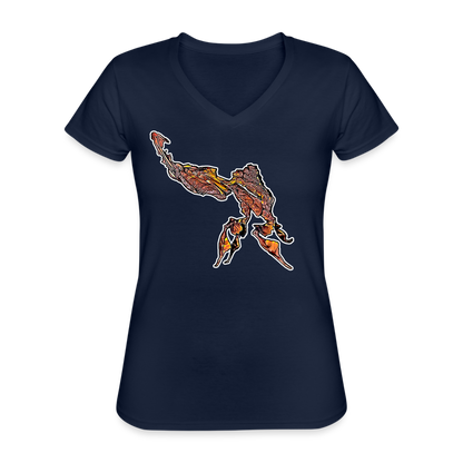 Frauen-T-Shirt mit V-Ausschnitt Phyllocrania paradoxa male - Navy