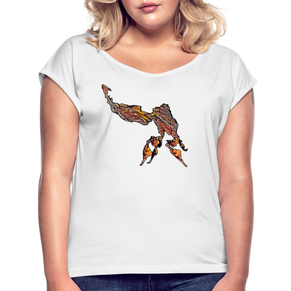 Frauen T-Shirt mit gerollten Ärmeln Phyllocrania paradoxa male - weiß