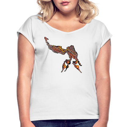 Frauen T-Shirt mit gerollten Ärmeln Phyllocrania paradoxa male - weiß