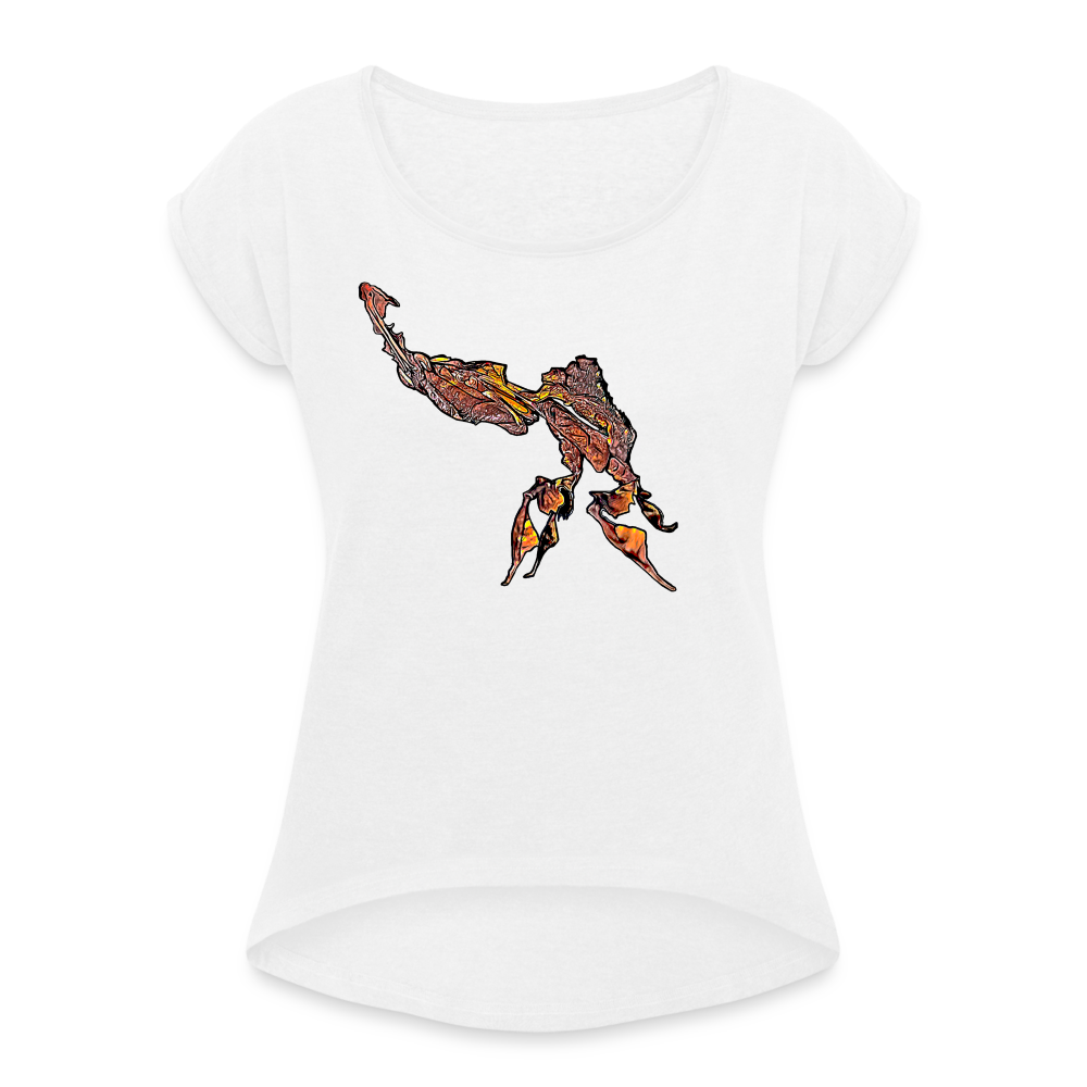 Frauen T-Shirt mit gerollten Ärmeln Phyllocrania paradoxa male - weiß