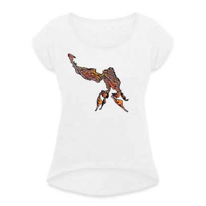 Frauen T-Shirt mit gerollten Ärmeln Phyllocrania paradoxa male - weiß