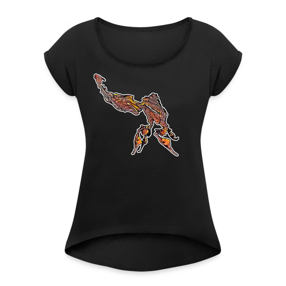 Frauen T-Shirt mit gerollten Ärmeln Phyllocrania paradoxa male - Schwarz