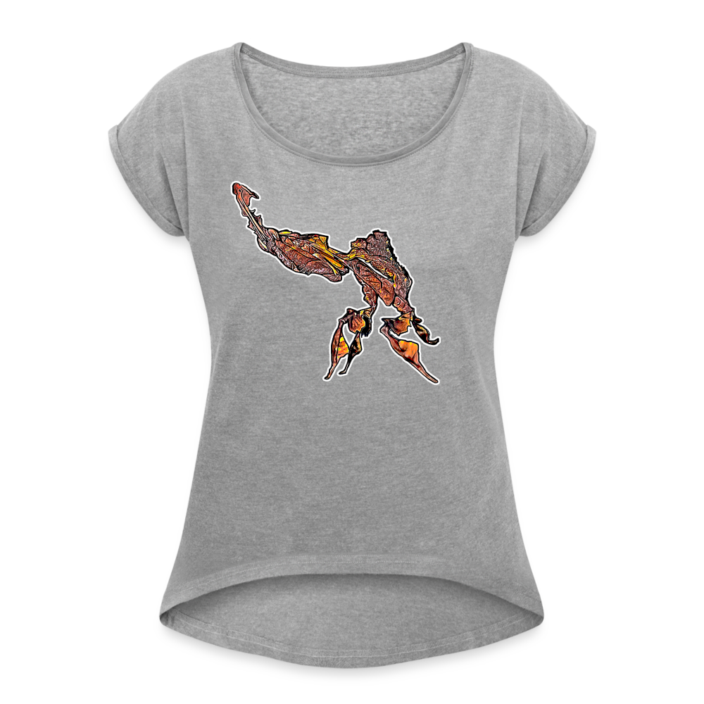 Frauen T-Shirt mit gerollten Ärmeln Phyllocrania paradoxa male - Grau meliert