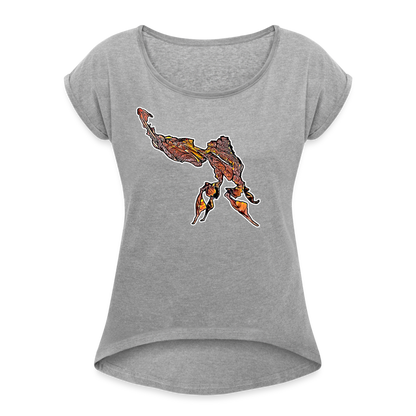 Frauen T-Shirt mit gerollten Ärmeln Phyllocrania paradoxa male - Grau meliert