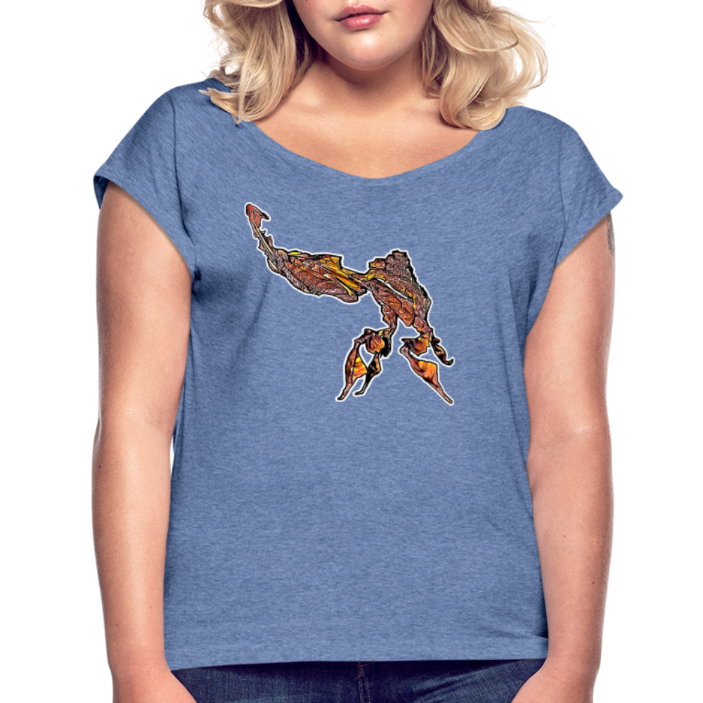 Frauen T-Shirt mit gerollten Ärmeln Phyllocrania paradoxa male - Denim meliert