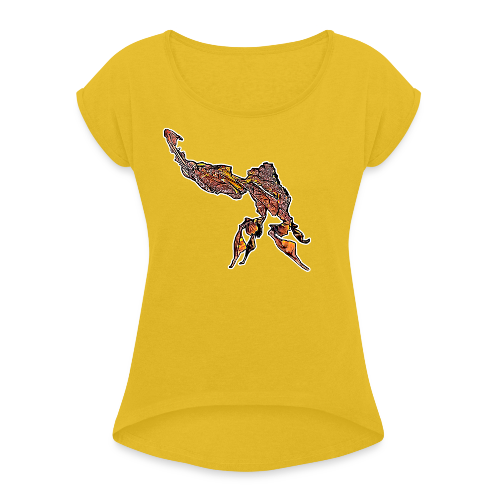 Frauen T-Shirt mit gerollten Ärmeln Phyllocrania paradoxa male - Senfgelb