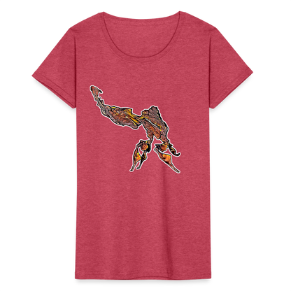 Frauen Fruit of the Loom T-Shirt Phyllocrania paradoxa male - Rot meliert