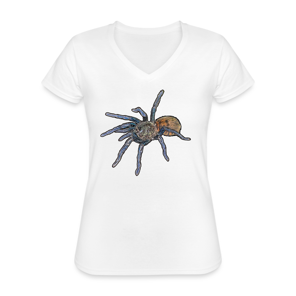 Frauen T-Shirt mit V-Ausschnitt Chromatopelma cyaneopubescens - weiß