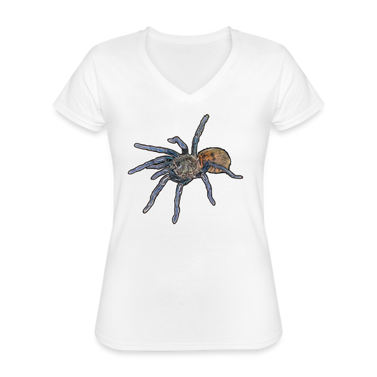 Frauen T-Shirt mit V-Ausschnitt Chromatopelma cyaneopubescens - weiß