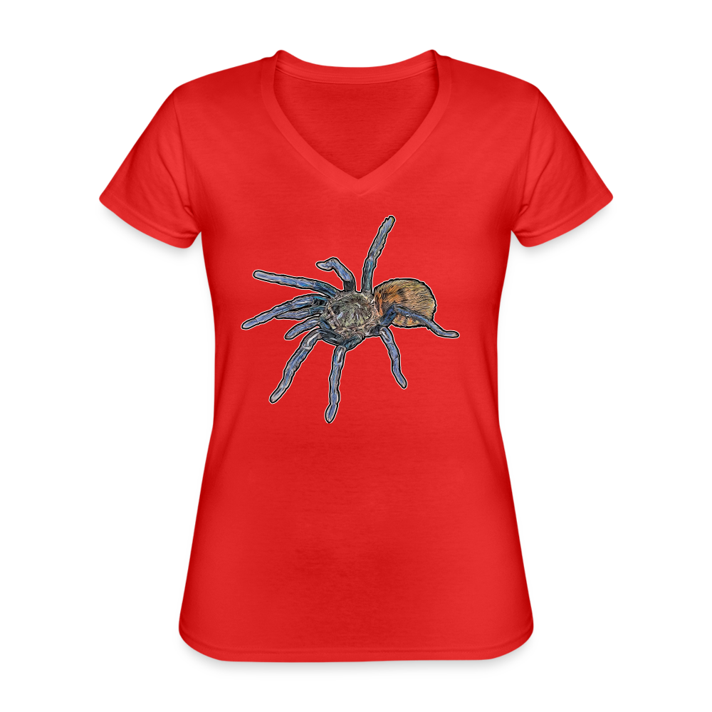 Frauen T-Shirt mit V-Ausschnitt Chromatopelma cyaneopubescens - Rot