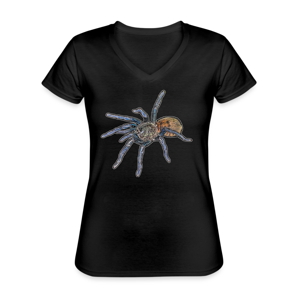 Frauen T-Shirt mit V-Ausschnitt Chromatopelma cyaneopubescens - Schwarz
