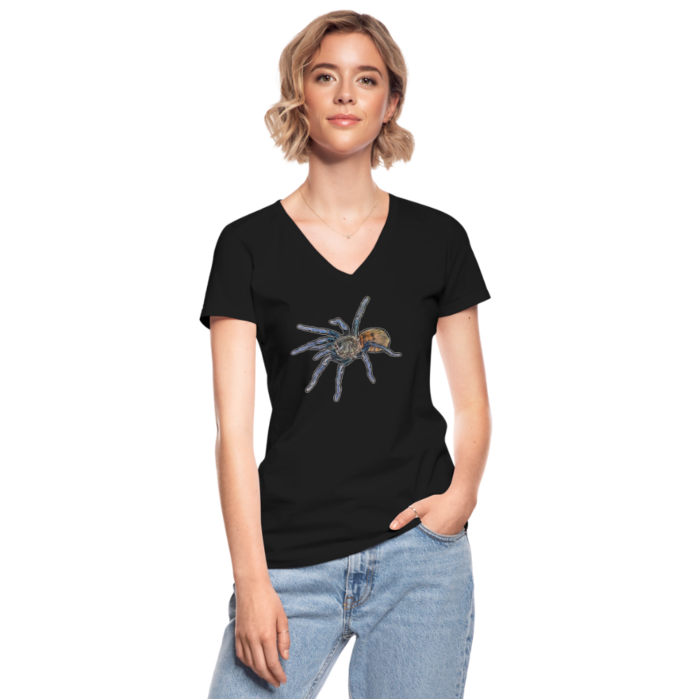 Frauen T-Shirt mit V-Ausschnitt Chromatopelma cyaneopubescens - Schwarz